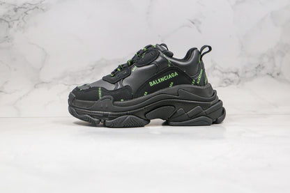 Balenciaga Triple S "Black-Green All Over Logo"
