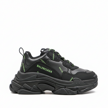Balenciaga Triple S "Black-Green All Over Logo"