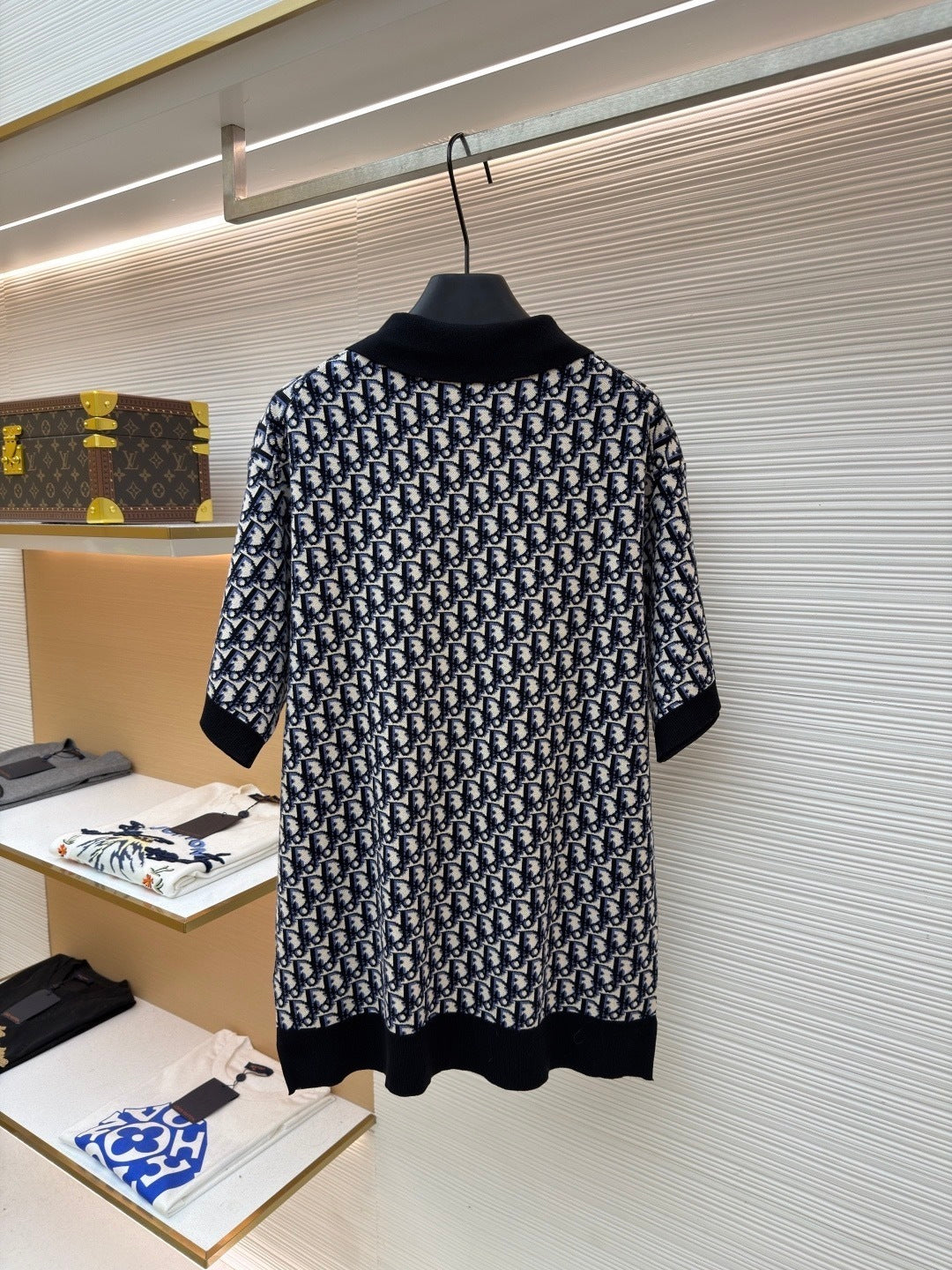 Dior Oblique Polo Shirt "Beige, Blue and Black Cotton Jacquard"