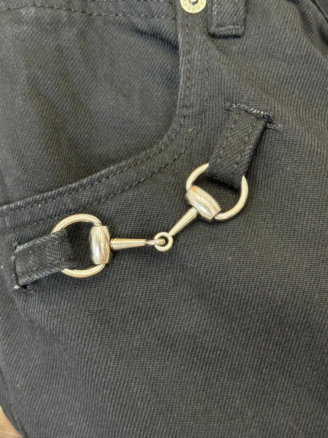 Gucci Cotton Denim Pants with Horsebit Detail