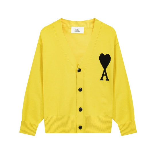 AMI Paris Ami De Coeur Cardigan "Yellow"