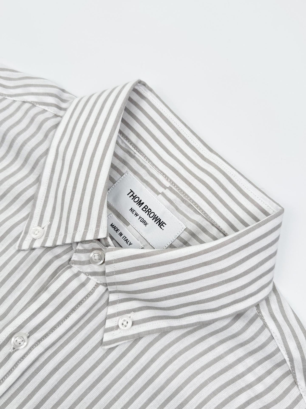 Thom Browne Striped Cotton Armband Shirt "White-Grey"