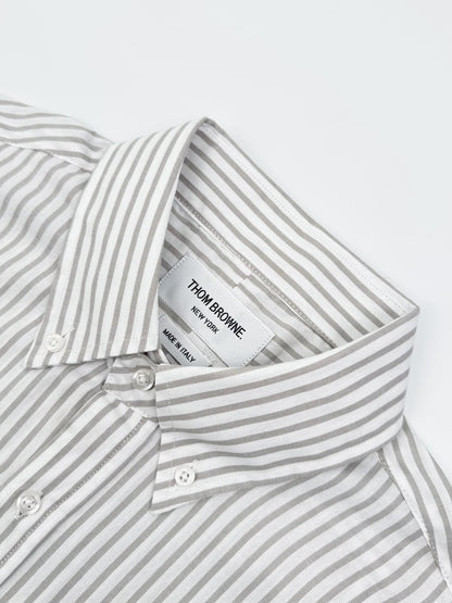 Thom Browne Striped Cotton Armband Shirt "White-Grey"