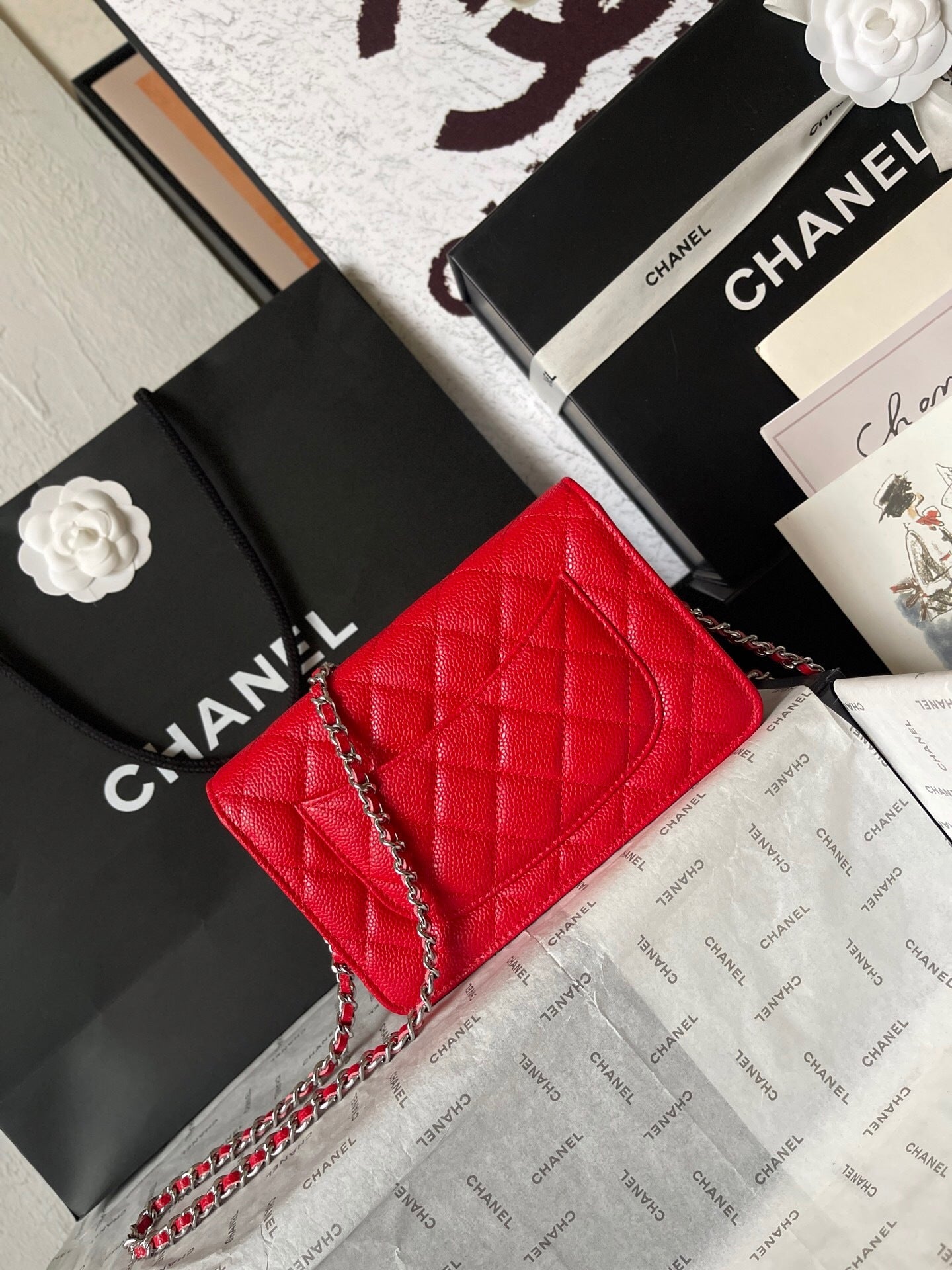 Chanel Quilted Caviar Leather Classic Wallet on Chain