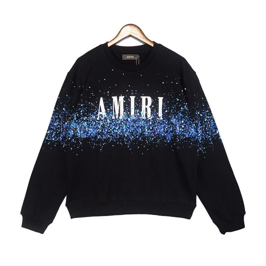 Amiri Crystal Splash Logo Sweatshirt "Black-Blue"
