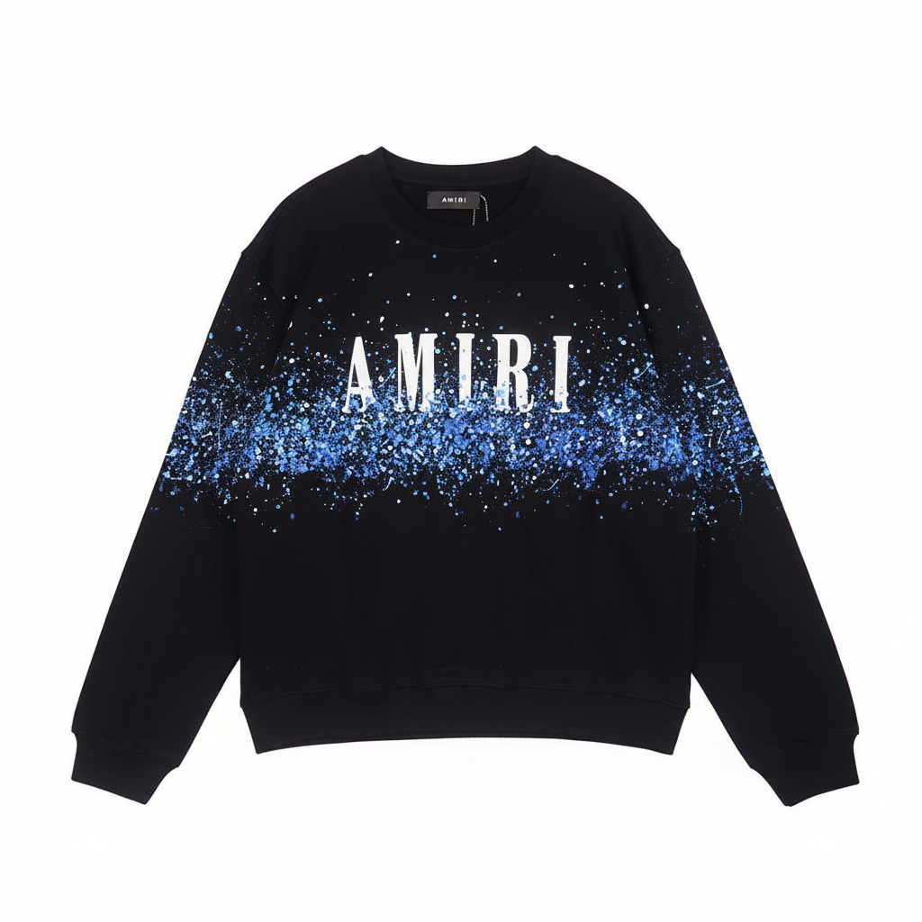 Amiri Crystal Splash Logo Sweatshirt "Black-Blue"