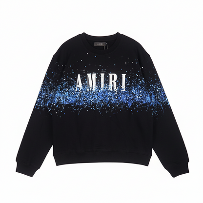 Amiri Crystal Splash Logo Sweatshirt "Black-Blue"