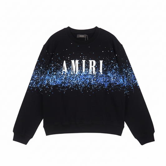 Amiri Crystal Splash Logo Sweatshirt "Black-Blue"