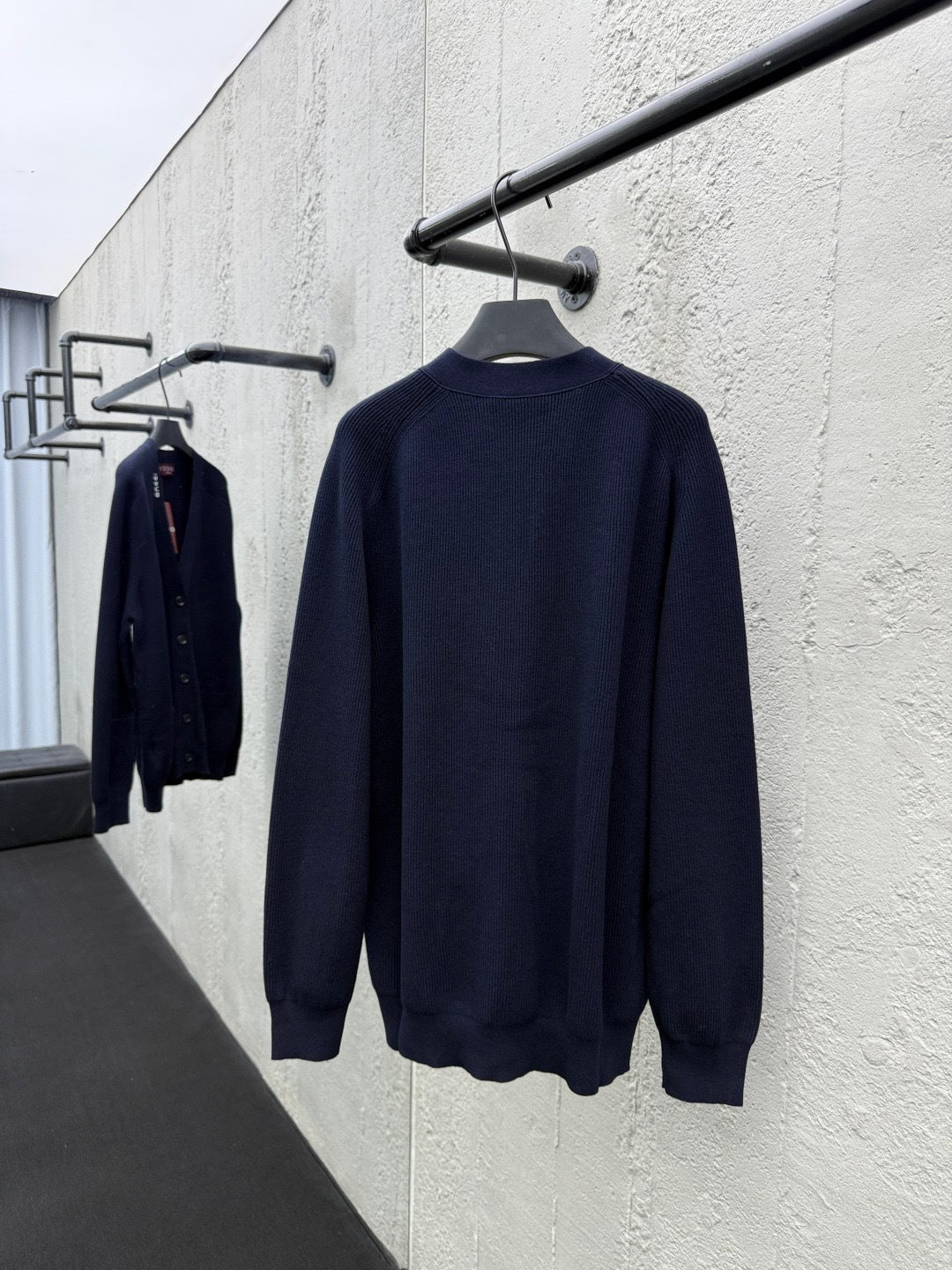 Gucci Silk Cotton Cardigan with Intarsia "Dark Blue"