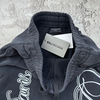 Balenciaga Cursive Baggy Trousers "Black-White"