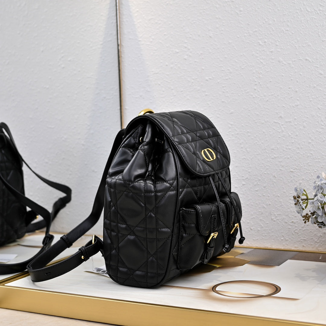 Dior Medium Dior Caro Backpack "Black Macrocannage Lambskin"