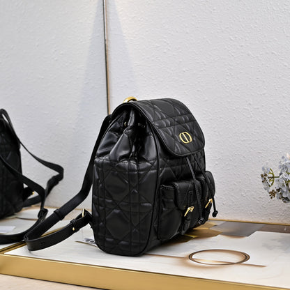 Dior Medium Dior Caro Backpack "Black Macrocannage Lambskin"