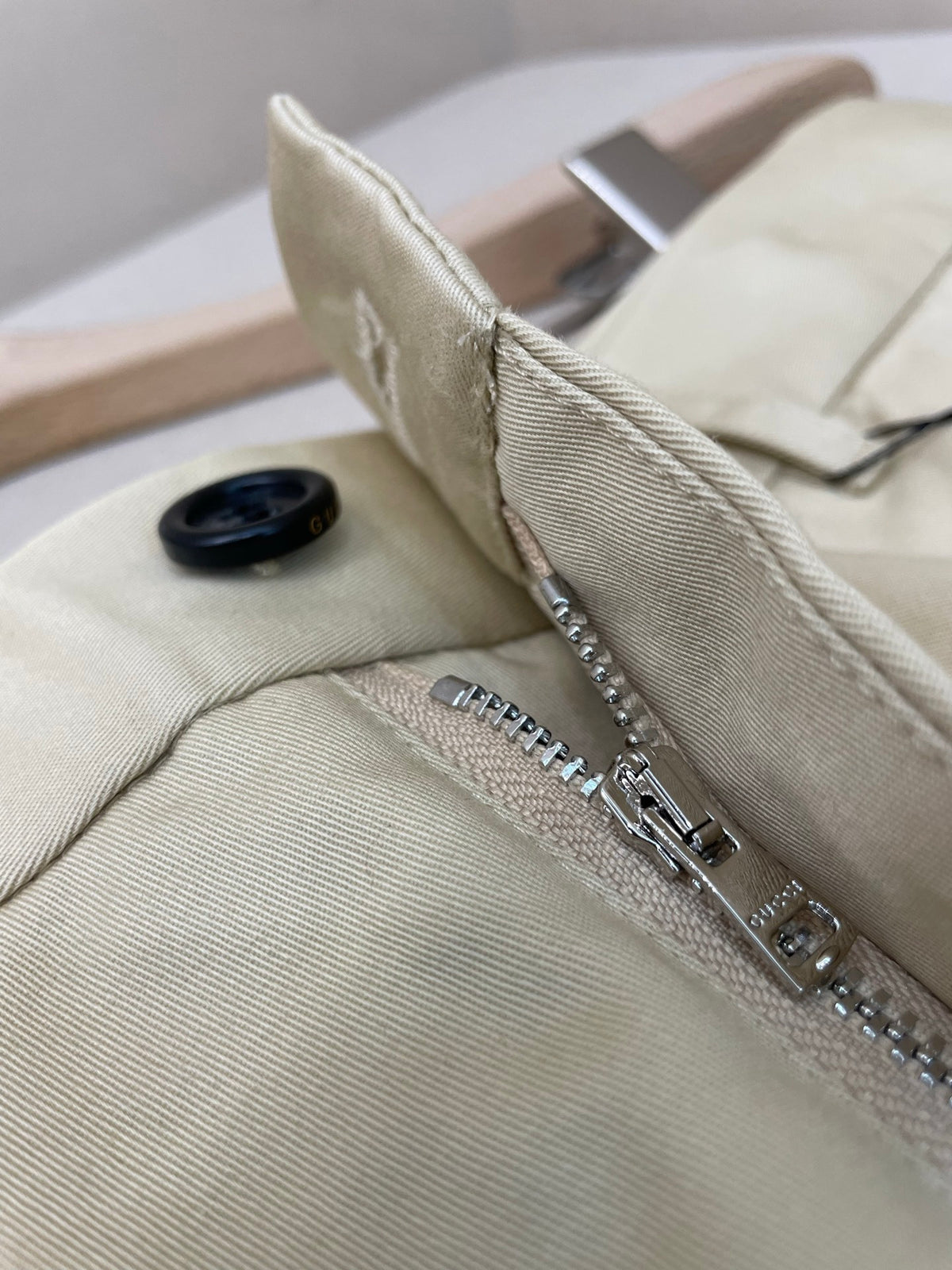 Gucci Cotton Twill Pants with Embroidery "Sand"