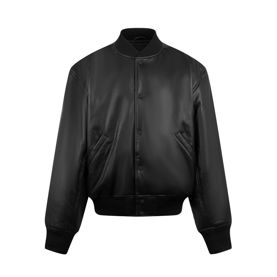 Balenciaga Leather Bomber Jacket "Black"