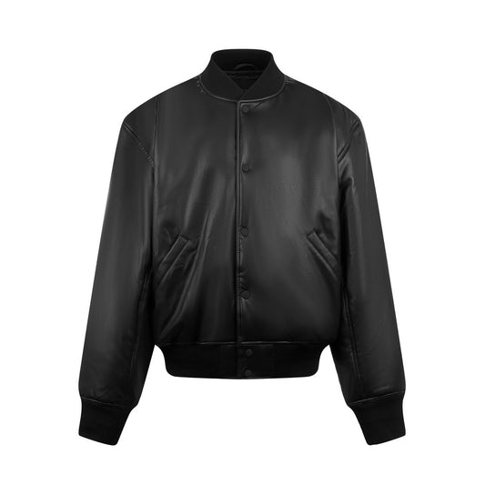 Balenciaga Leather Bomber Jacket "Black"