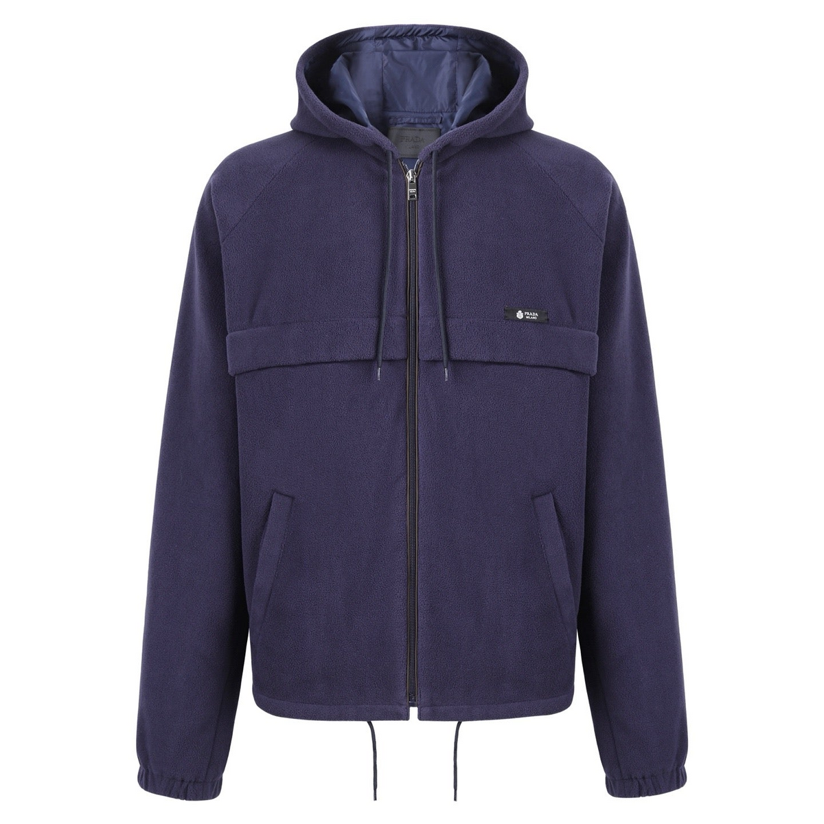 Prada Hooded Technical Fabric Blouson Jacket "Navy"