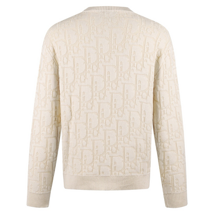 Dior Oblique Sweater "Ecru Cotton-Blend Jersey"