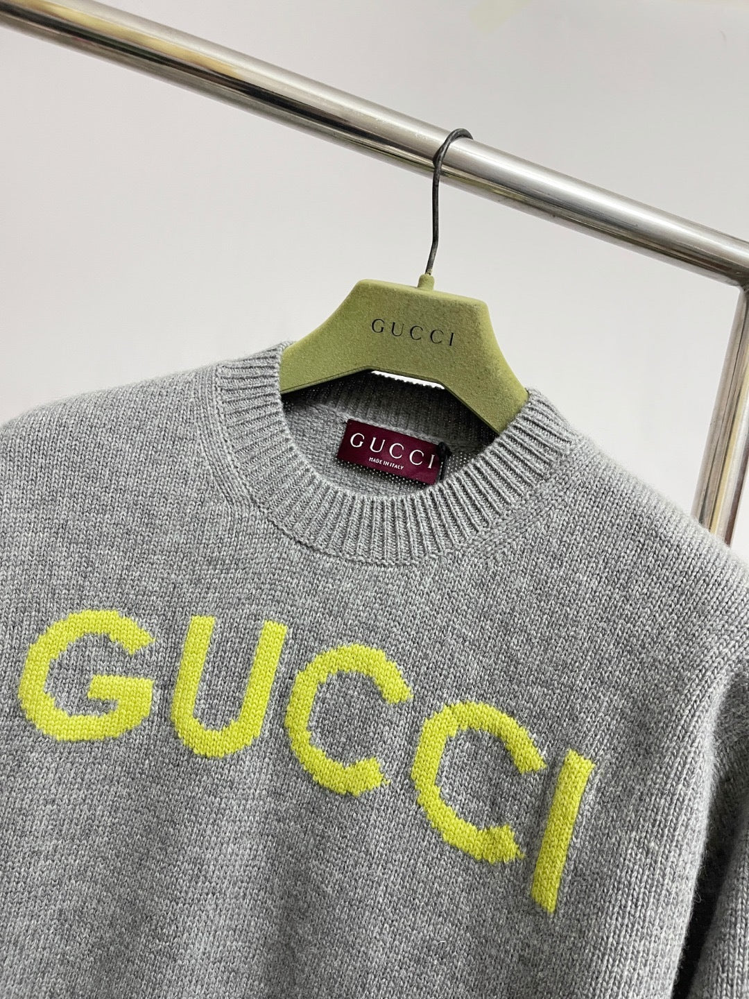 Gucci Wool Top with Gucci Intarsia "Grey"