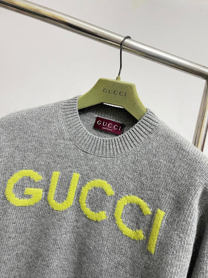 Gucci Wool Top with Gucci Intarsia "Grey"