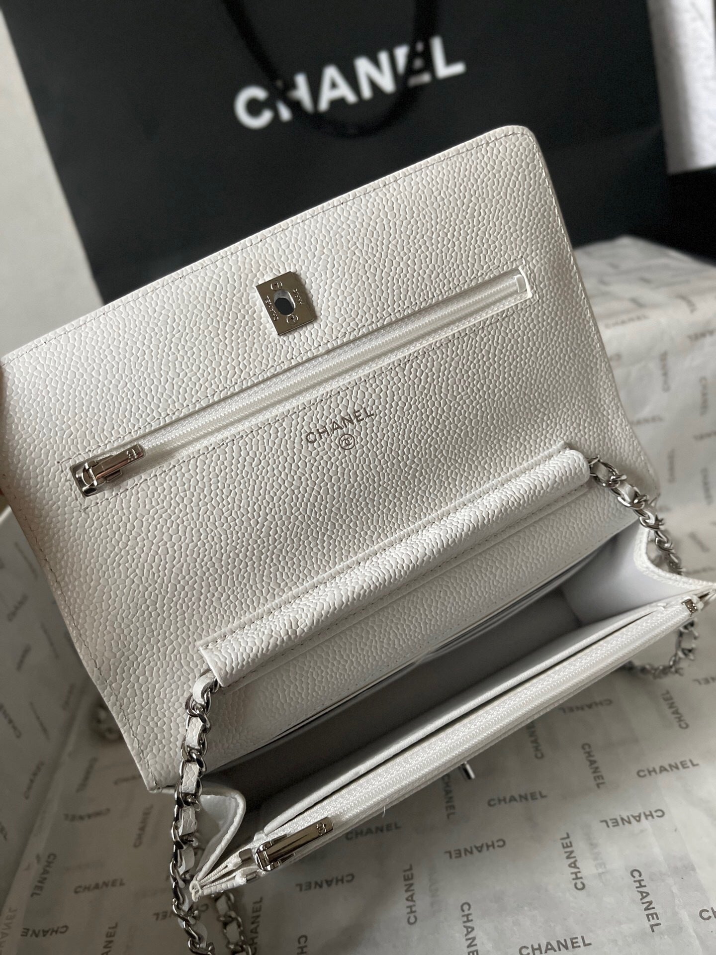Chanel Quilted Caviar Leather Classic Wallet on Chain