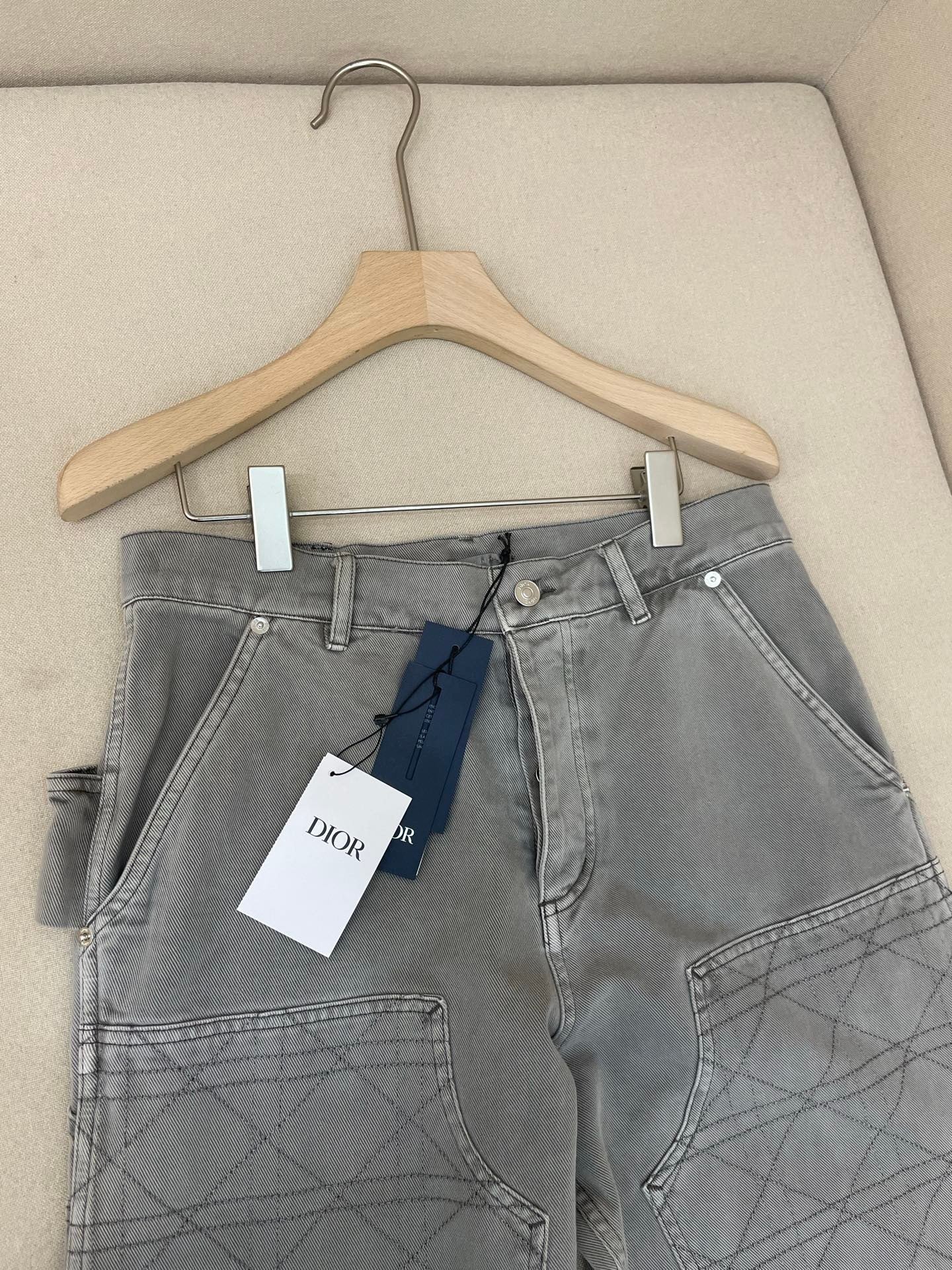 Dior Cannage Carpenter Jeans "Gray Cotton Twill"
