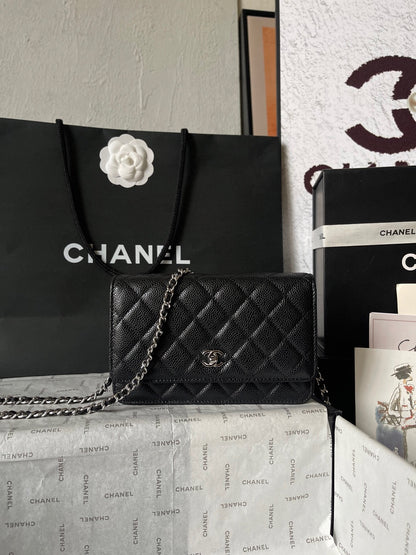 Chanel Quilted Caviar Leather Classic Wallet on Chain