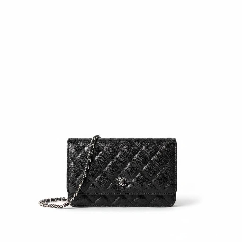 Chanel Quilted Caviar Leather Classic Wallet on Chain