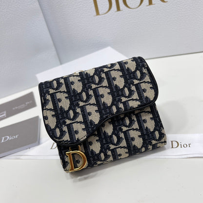 Dior Saddle Lotus Wallet "Beige and Black Dior Oblique Jacquard"