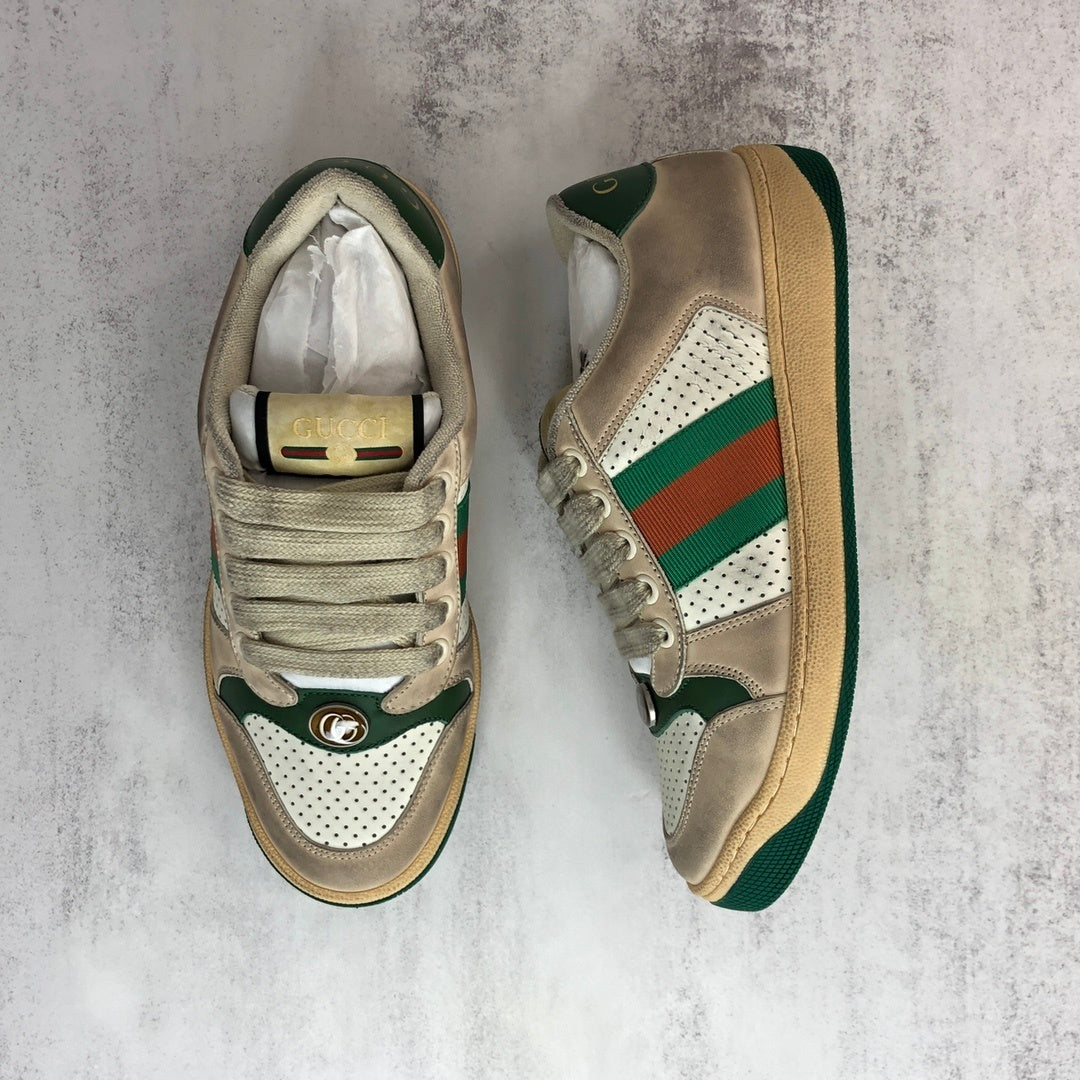 Gucci Screener "Distressed Beige-Green-White"