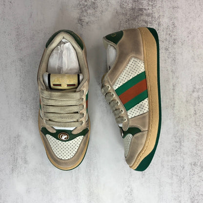 Gucci Screener "Distressed Beige-Green-White"