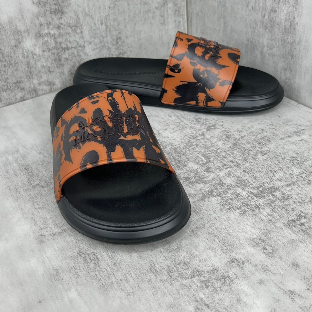Alexander McQueen Slides "Burnt Orange-Black"