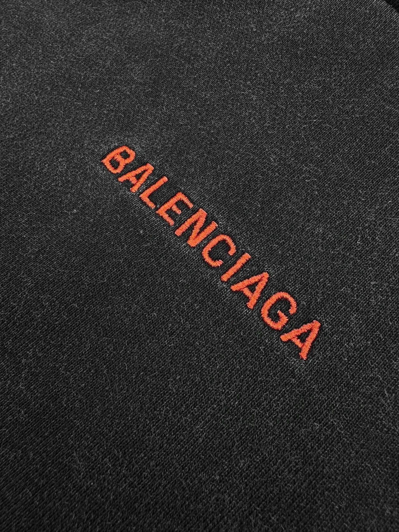 Balenciaga Logo Embroidered Hoodie "Faded Black-Red"
