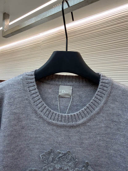 Dior Médaillon Sweater "Gray Wool-Alpaca Knit"