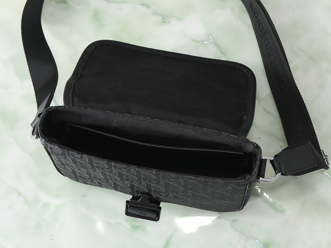 Dior Trek Messenger Bag with Flap "Black Dior Oblique Nylon"