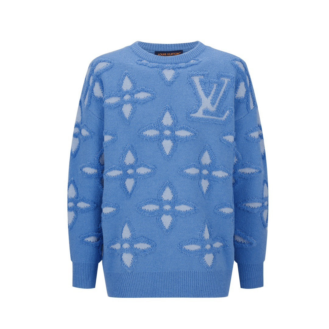 Louis Vuitton Textured Cotton Crewneck "Sky Blue"