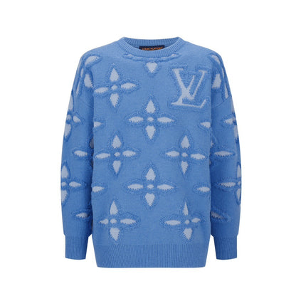 Louis Vuitton Textured Cotton Crewneck "Sky Blue"