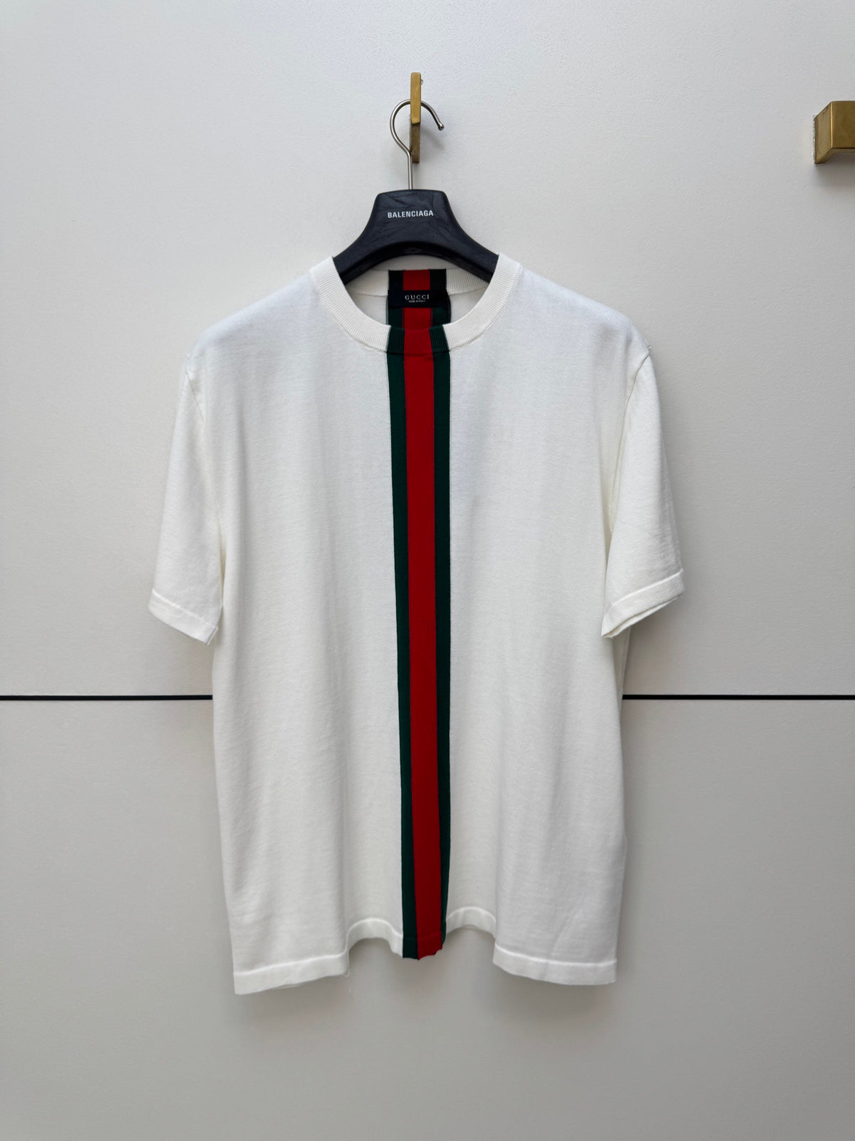 Gucci Knit cotton T-shirt with Web intarsia "White"