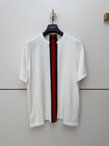 Gucci Knit cotton T-shirt with Web intarsia "White"