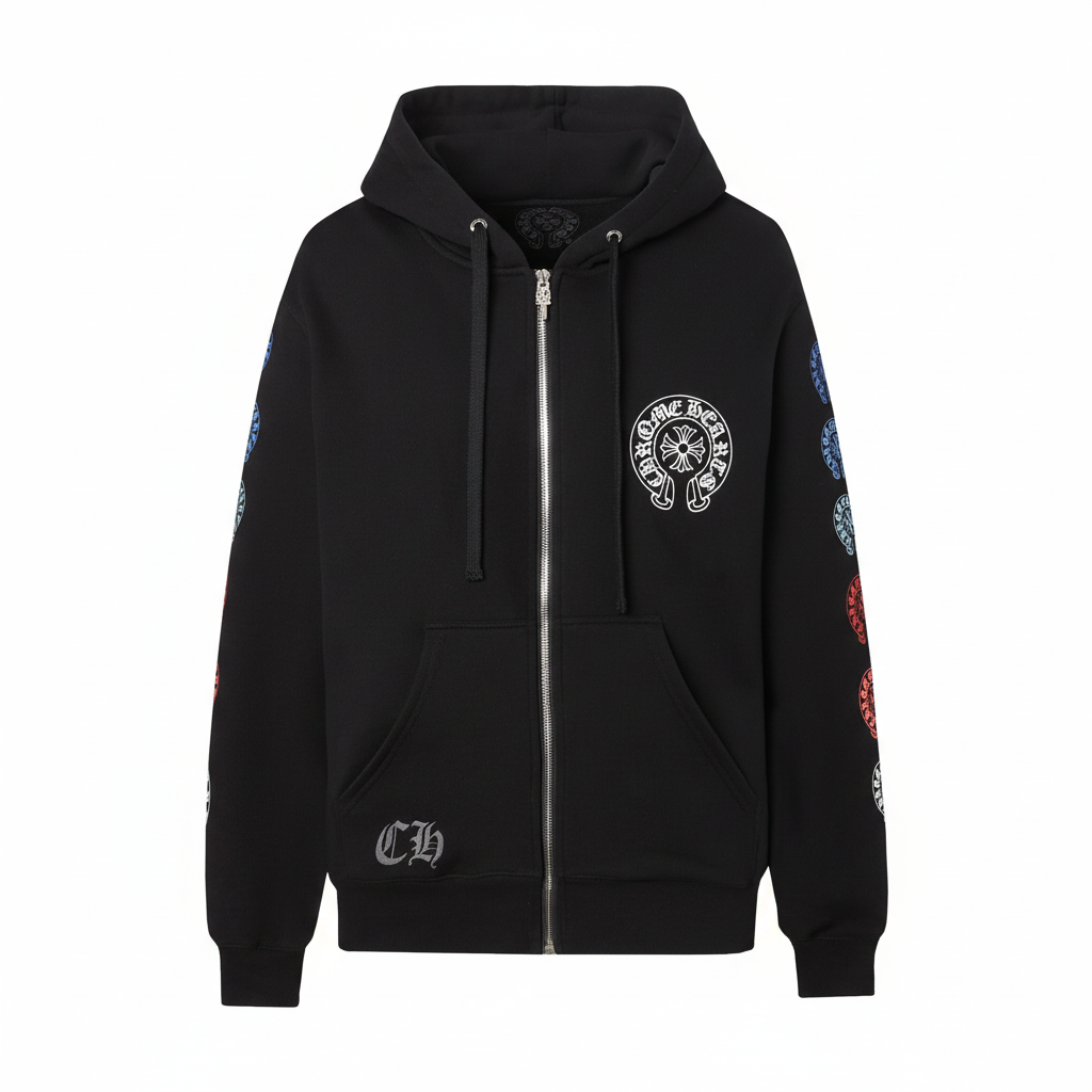 Chrome Hearts Zip-Up Hoodie "Black-Multicolour"