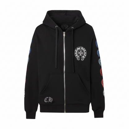 Chrome Hearts Zip-Up Hoodie "Black-Multicolour"