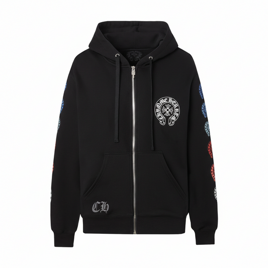Chrome Hearts Zip-Up Hoodie "Black-Multicolour"
