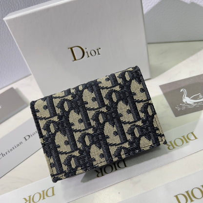 Dior Business Card Holder Beige and Black Dior Oblique Jacquard