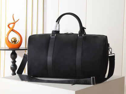 Prada Re-Nylon and Saffiano Leather Duffle Bag "Black"