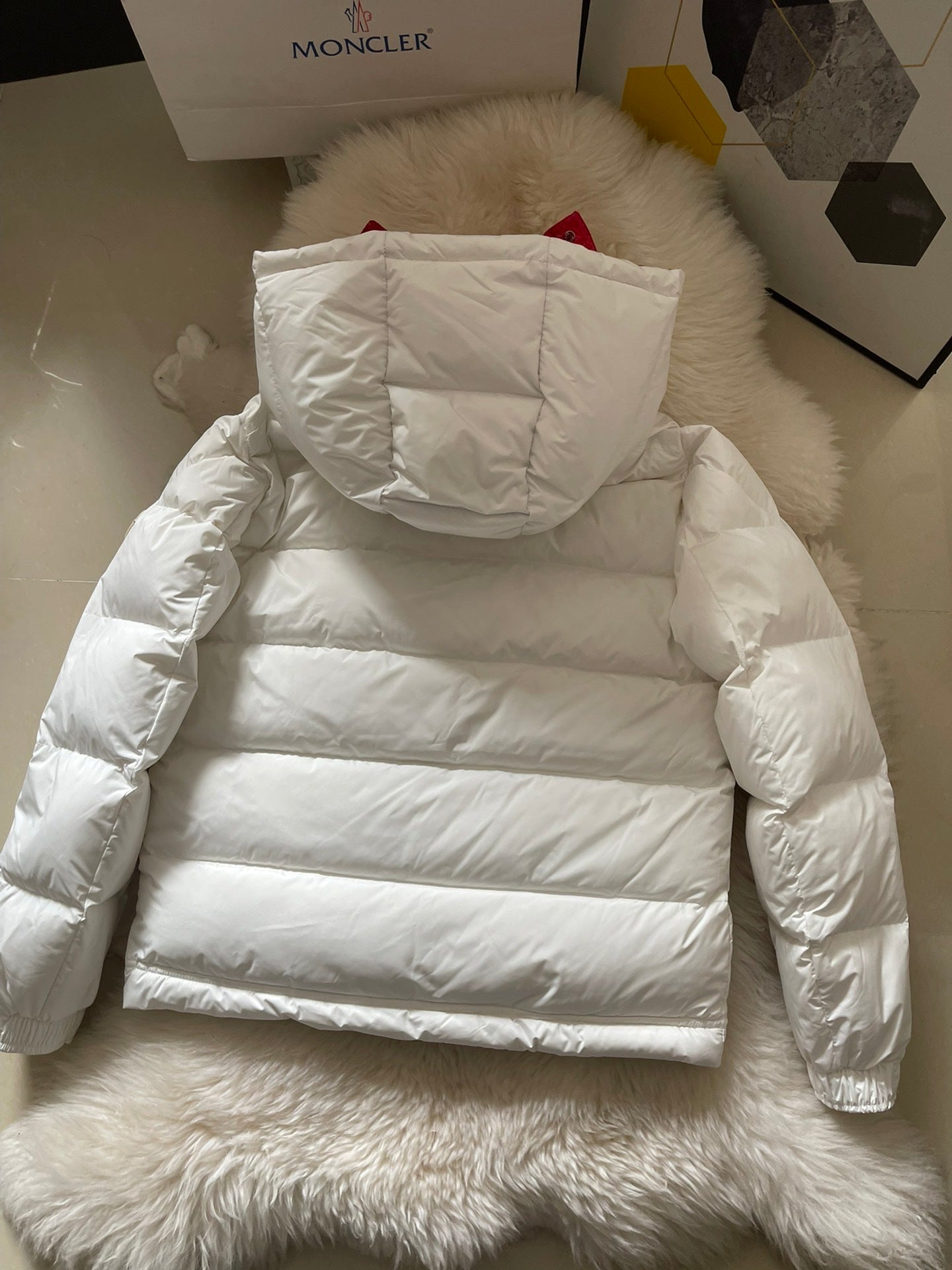 Moncler Poirier Down Jacket "White-Red"