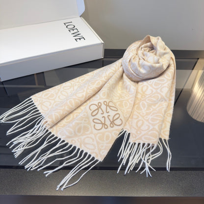 Loewe Anagram Wool and Cashmere Scarf "Cream"