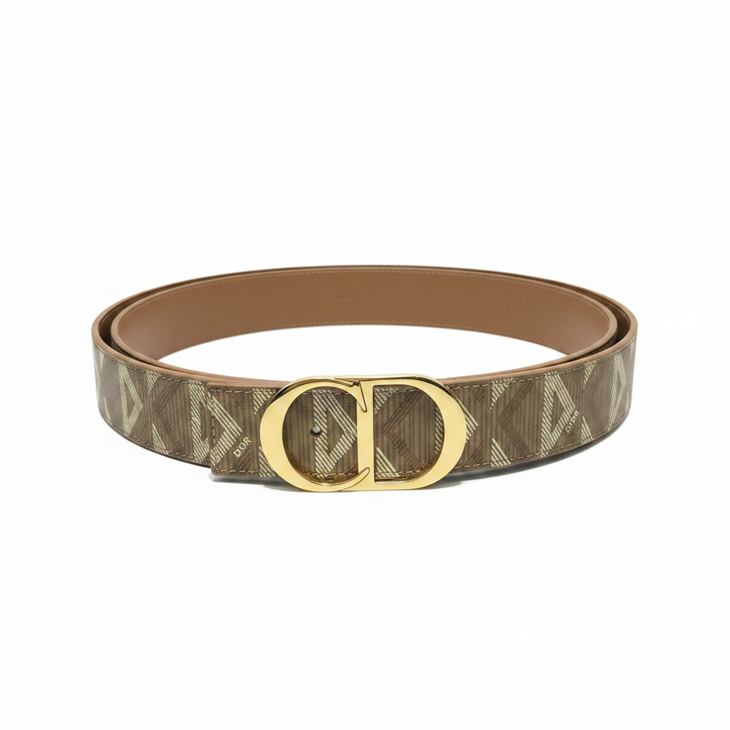 Dior CD Diamond 35mm Reversible CD Icon Belt "Beige"