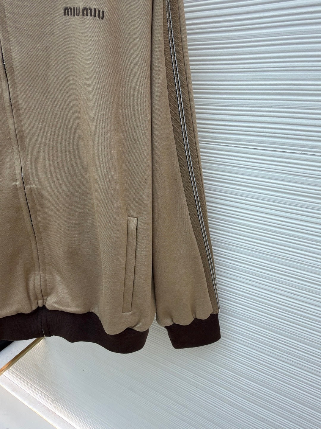 Miu Miu Jersey Zip-up Sweatshirt "Beige"