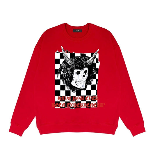Amiri x Wes Lang Checker Skull Sweatshirt "Red"