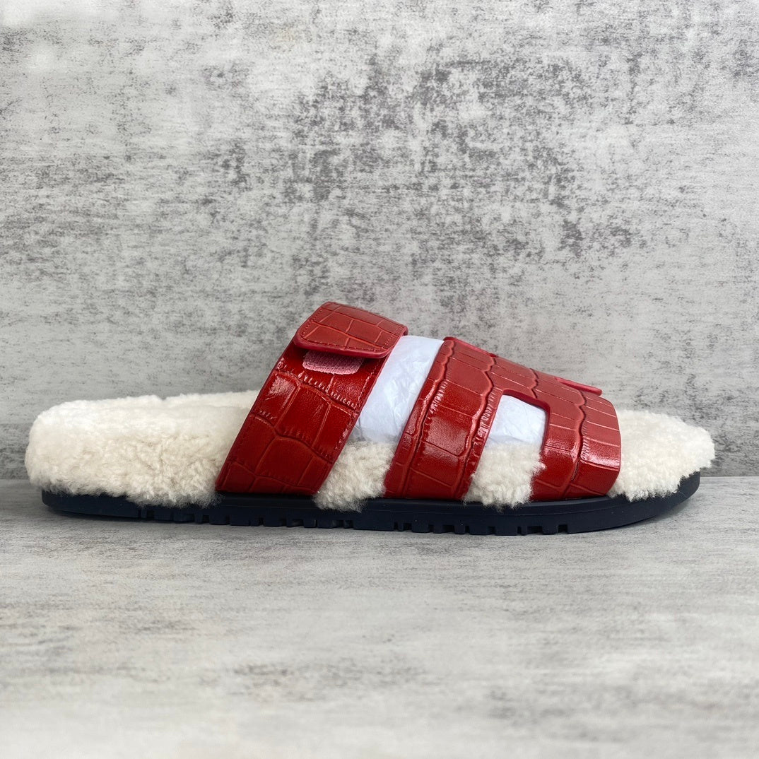 Hermes Chypre Sandals "Red Crocodile Pattern "