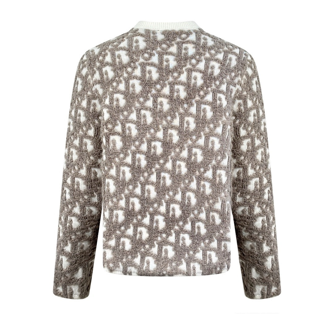Dior Oblique Cardigan "White Wool Blend Fabric with Oblique pattern"